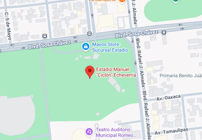 Mapa del Estadio Manuel Ciclón Echeverría en Navojoa