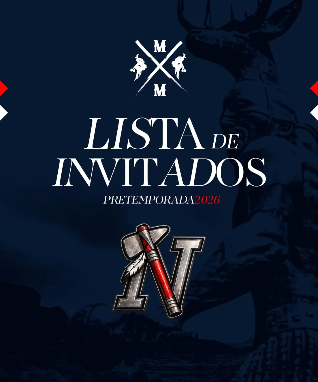 Gráfico oficial "Lista de invitados · Pretemporada 2026" de Mayos de Navojoa